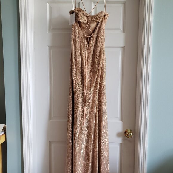Galina Signature Gold Sequin Sheath Dress Size 2 - Picture 4 of 5